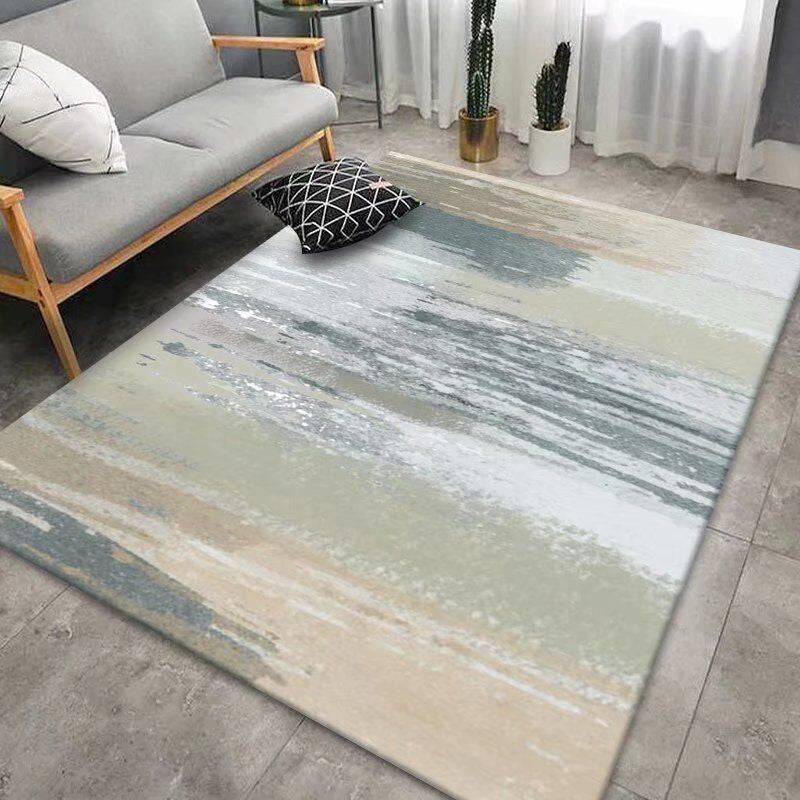 Light Gray Modern Rug Polyester Pattern Rug Washable Rug for Living Room