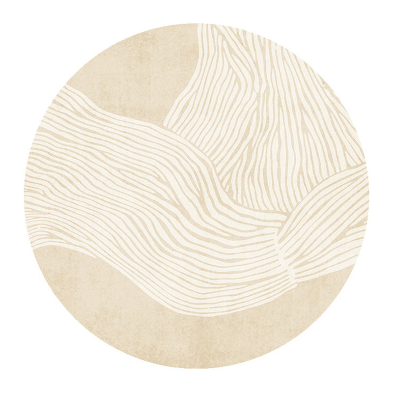 Apricot Line Rug Polyester Casual Rug Non-Slip Backing Rug for Drawing Room