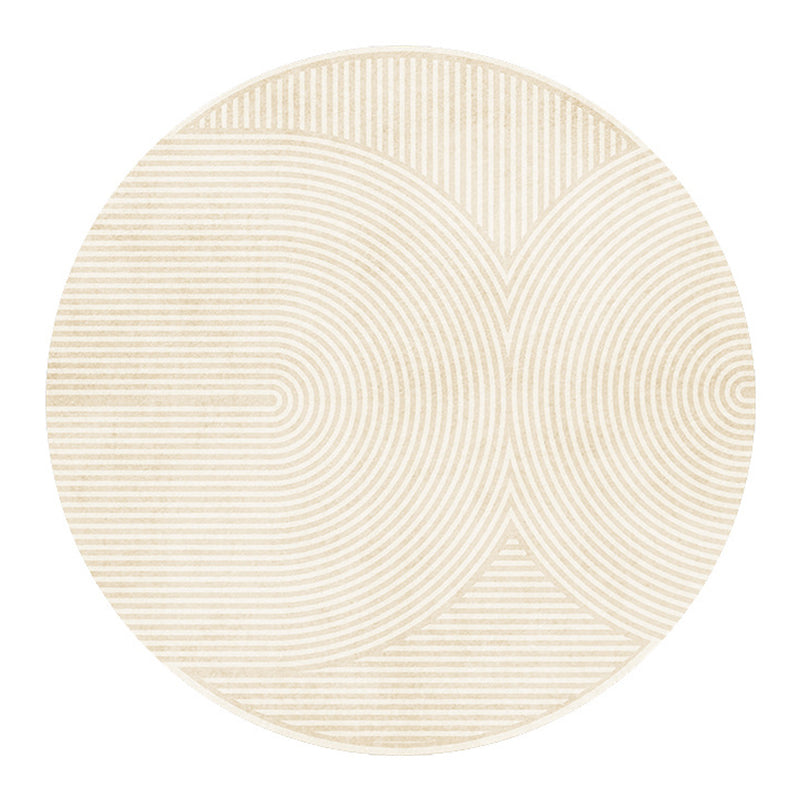 Apricot Line Rug Polyester Casual Rug Non-Slip Backing Rug for Drawing Room
