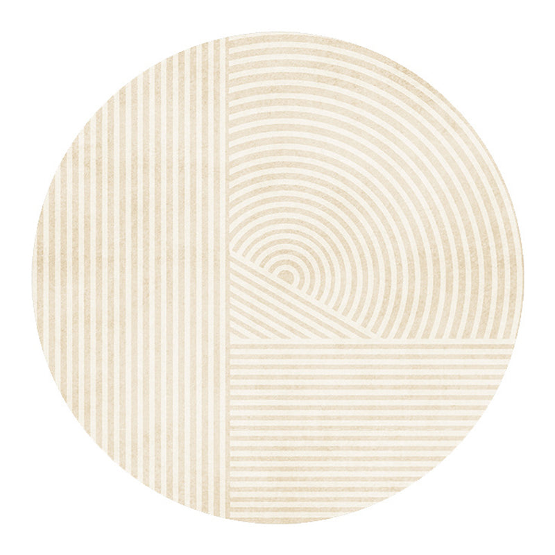 Apricot Line Rug Polyester Casual Rug Non-Slip Backing Rug for Drawing Room