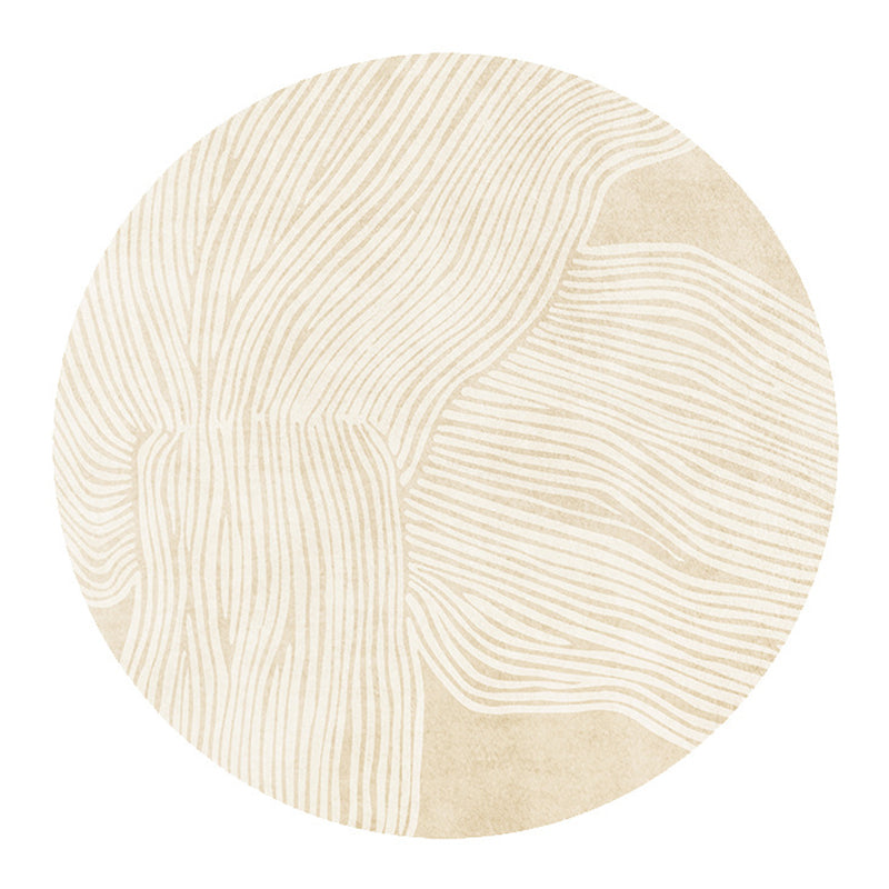 Apricot Line Rug Polyester Casual Rug Non-Slip Backing Rug for Drawing Room