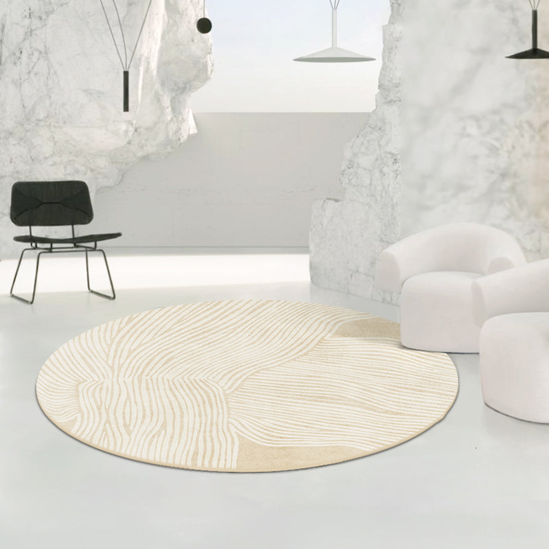 Apricot Line Rug Polyester Casual Rug Non-Slip Backing Rug for Drawing Room