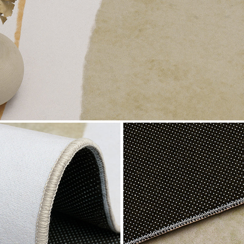 White Modern Rug Polyester Color Block Rug Non-Slip Backing Rug for Sitting Room