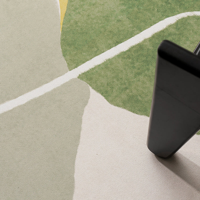 White Modern Rug Polyester Color Block Rug Non-Slip Backing Rug for Sitting Room