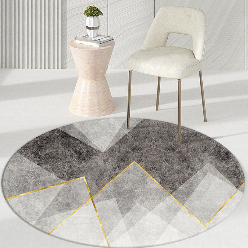 Light Gray Casual Area Rug Polyester Graphic Rug Non-Slip Backing Rug for Living Room