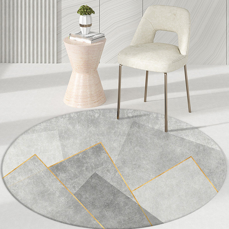 Light Gray Casual Area Rug Polyester Graphic Rug Non-Slip Backing Rug for Living Room