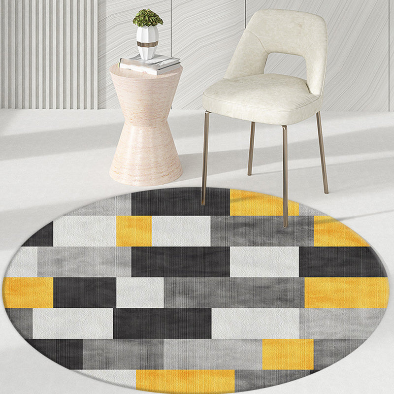 Light Gray Casual Area Rug Polyester Graphic Rug Non-Slip Backing Rug for Living Room