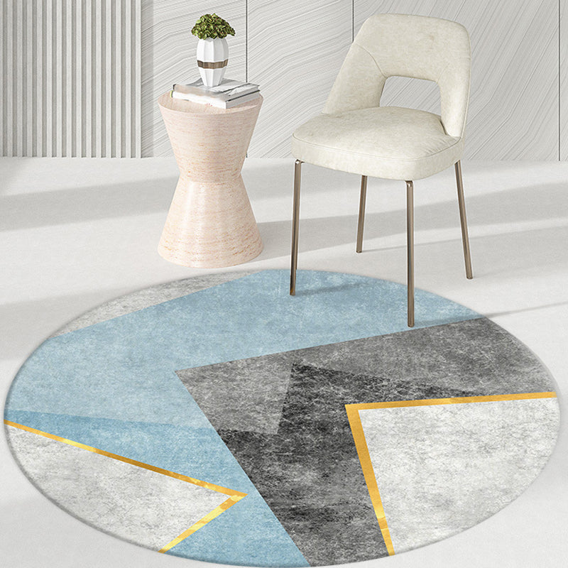 Light Gray Casual Area Rug Polyester Graphic Rug Non-Slip Backing Rug for Living Room