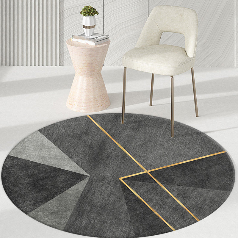 Light Gray Casual Area Rug Polyester Graphic Rug Non-Slip Backing Rug for Living Room