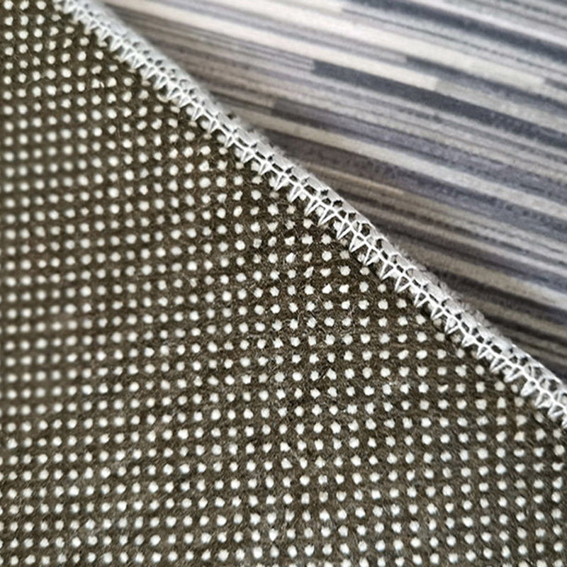 Dark Gray Modern Rug Polyester Pinstripe Rug Stain Resistant Rug for Living Room