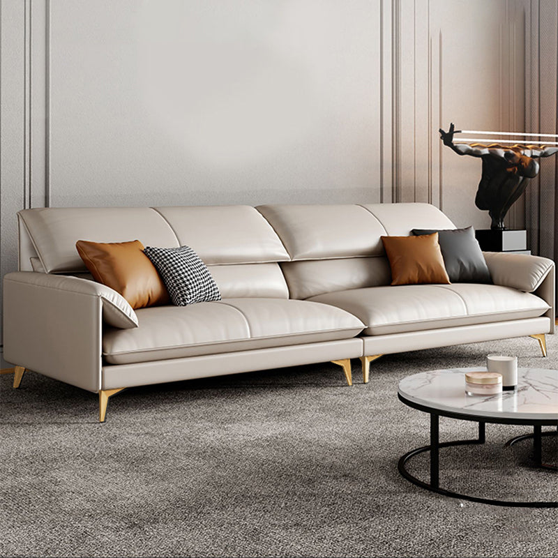 Standard Genuine Leather Contemporary Pillow Top Arm Stain Resistant Sofa Couch