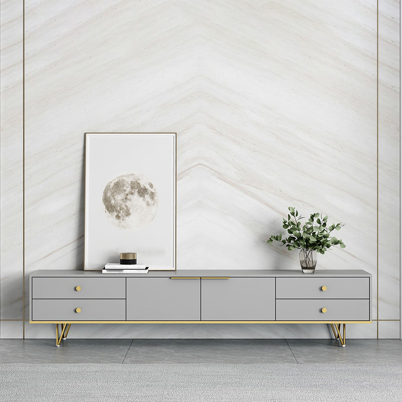 Glam TV Media Stand with Drawers Faux Wood Media Console for Living Room