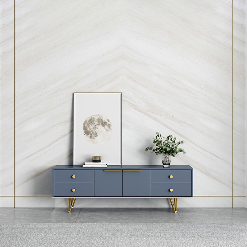 Glam TV Media Stand with Drawers Faux Wood Media Console for Living Room