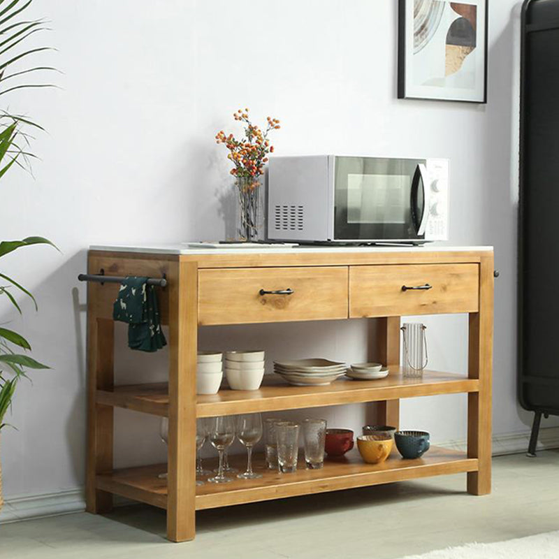 Modern Stationary Kitchen Island table Wood Kitchen Island table with Towel Rack