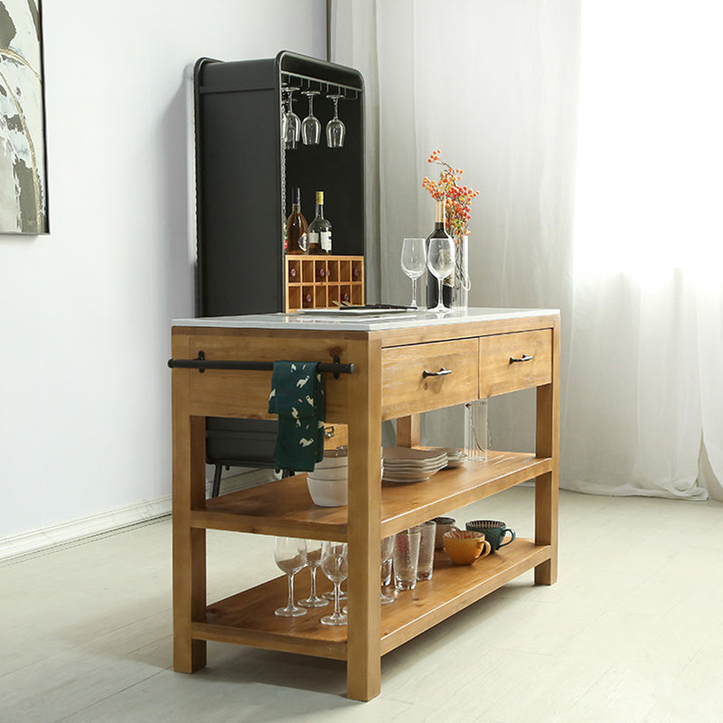 Modern Stationary Kitchen Island table Wood Kitchen Island table with Towel Rack