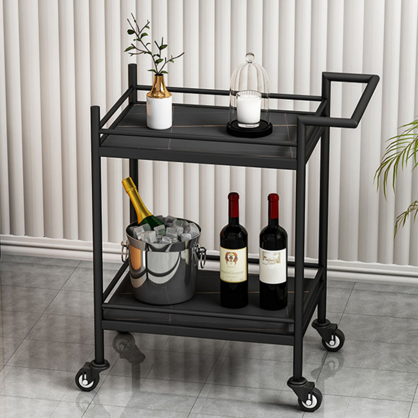 29.53" High Rolling Contemporary Prep Table Stone Prep Table