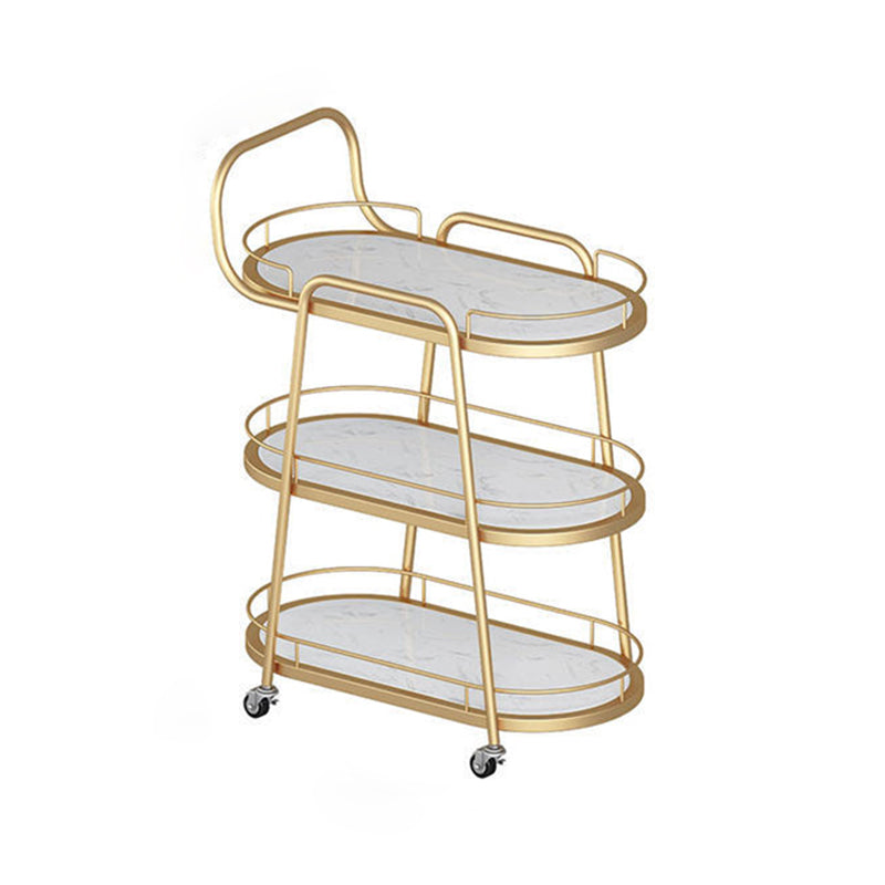 32.28" High Rolling Contemporary Stone Prep Table Wooden Prep Table