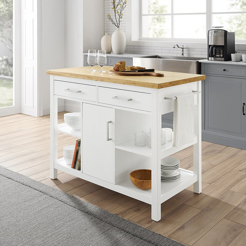 Modern Stationary Island Table Rectangular Wood Kitchen Island Table