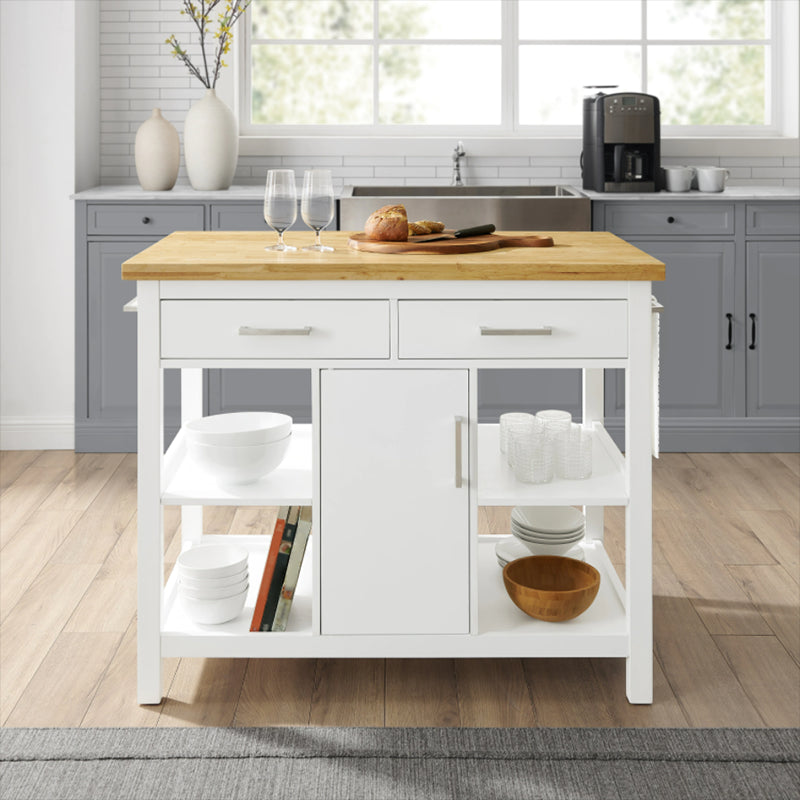 Modern Stationary Island Table Rectangular Wood Kitchen Island Table