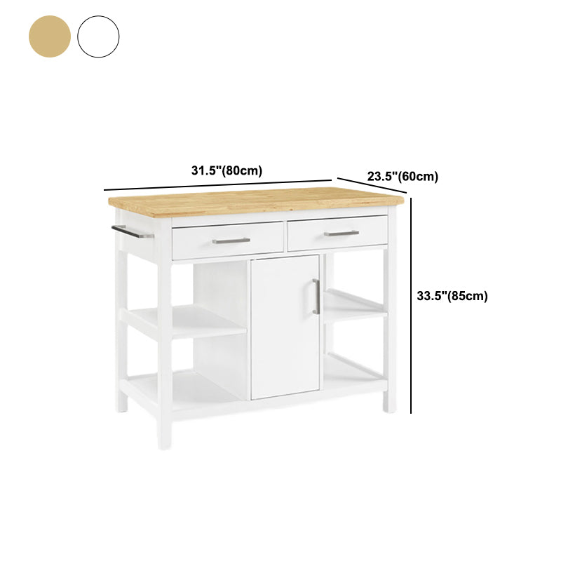 Modern Stationary Island Table Rectangular Wood Kitchen Island Table