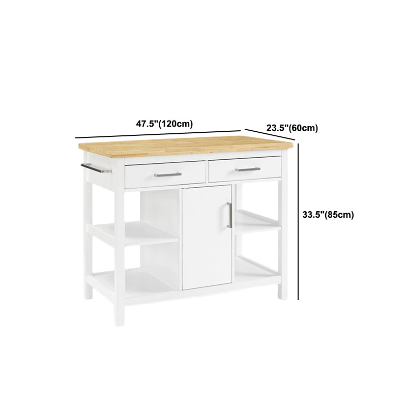 Modern Stationary Island Table Rectangular Wood Kitchen Island Table