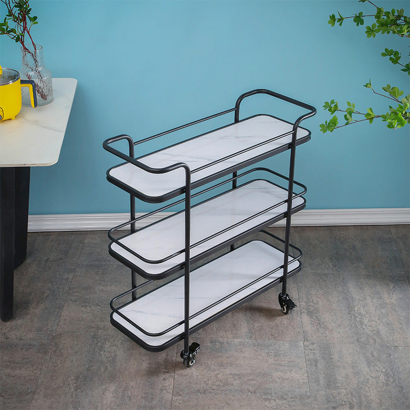 Modern Rolling Prep Table Metal Rectangular Prep Table for Home Use