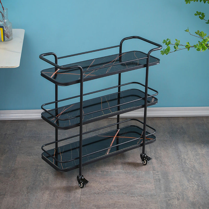 Modern Rolling Prep Table Metal Rectangular Prep Table for Home Use