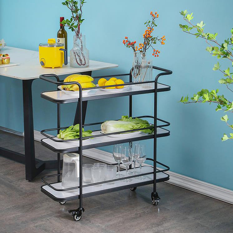 Modern Rolling Prep Table Metal Rectangular Prep Table for Home Use