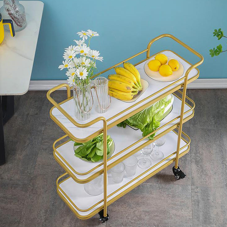 Modern Rolling Prep Table Metal Rectangular Prep Table for Home Use