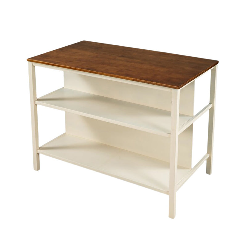 Modern Stationary Kitchen Island table Wood Rectangular Kitchen Island table