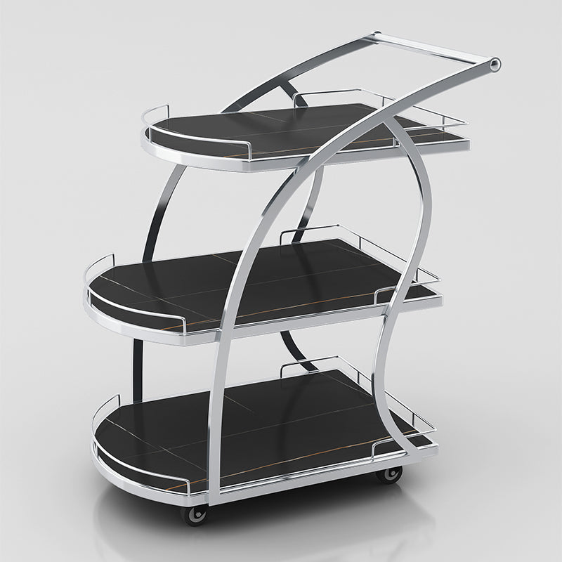 33.07" High Rolling Contemporary Prep Table Stone Prep Table for Kitchen