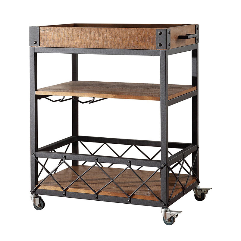 Modern Rolling Prep Table Wood Rectangular Prep Table for Home Use