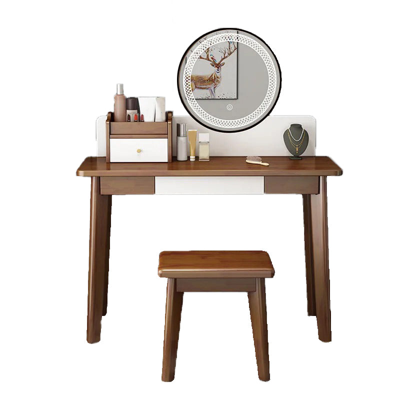 51.1" Height Wood Makeup Vanity Set with Drawers and Mirror for Bedroom
