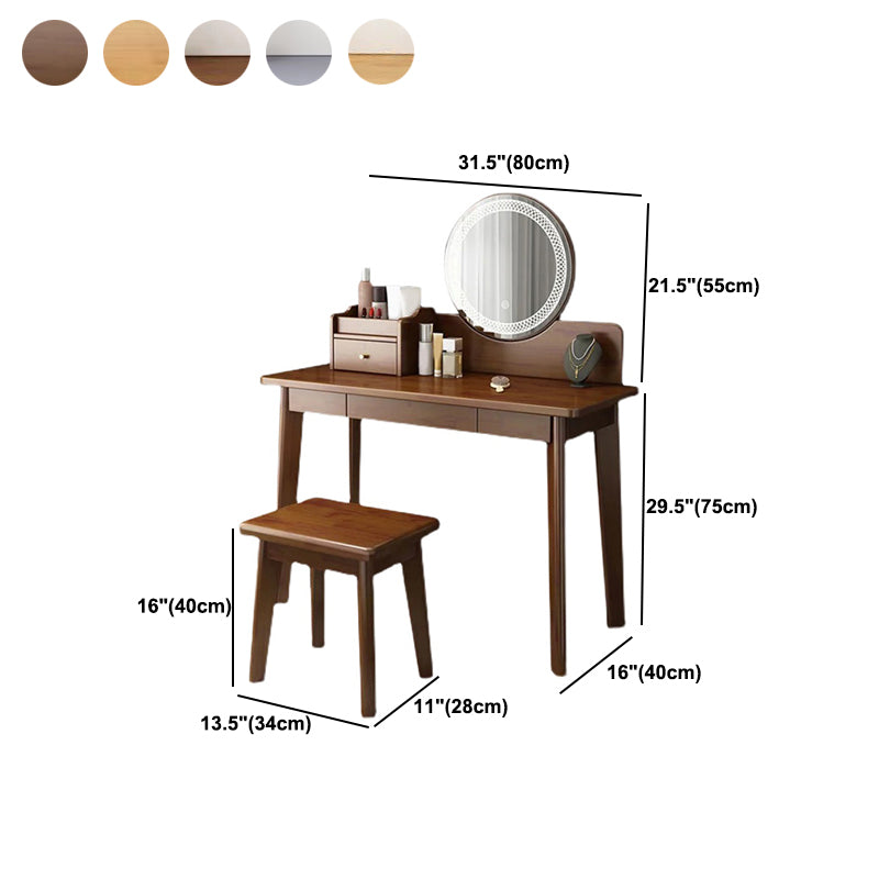 51.1" Height Wood Makeup Vanity Set with Drawers and Mirror for Bedroom