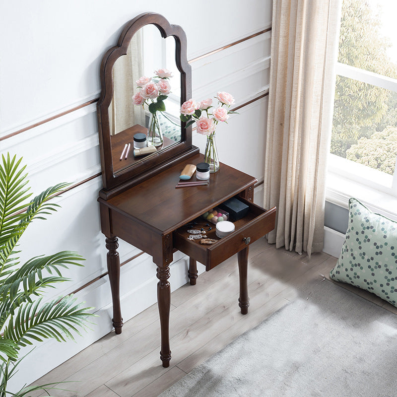 Traditional Wooden Vanity Makeup Dressing Table Stool Set, 23.62" Wide