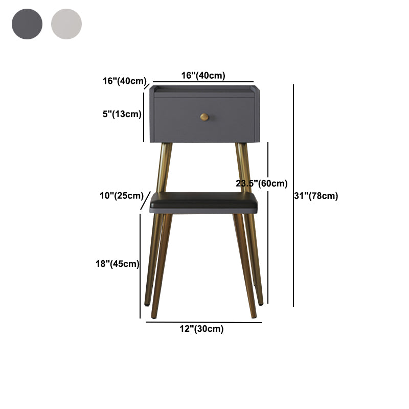 Rectangular Top Vanity Makeup Table - 30.7" Tall Vanity White/Grey Makeup Table