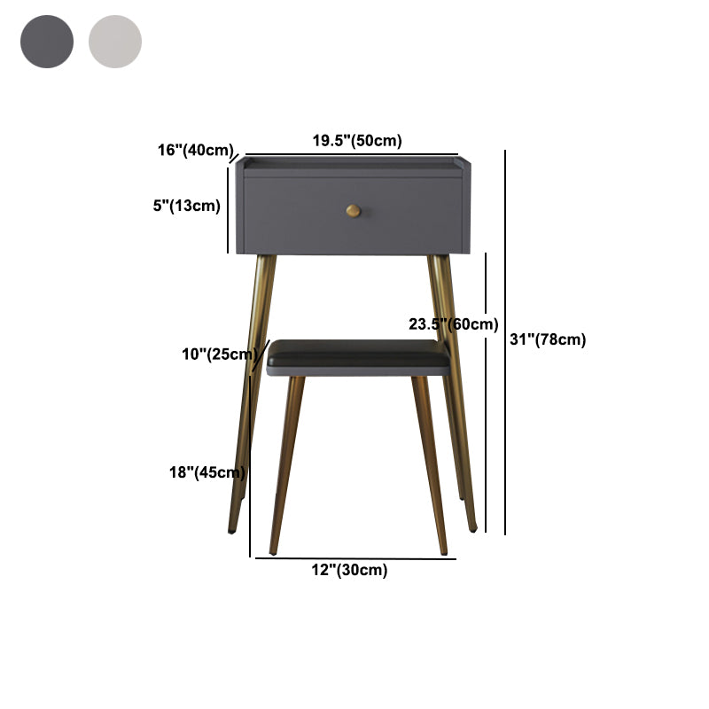 Rectangular Top Vanity Makeup Table - 30.7" Tall Vanity White/Grey Makeup Table