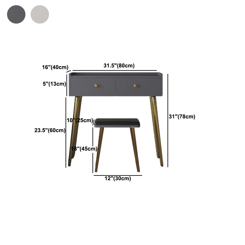 Rectangular Top Vanity Makeup Table - 30.7" Tall Vanity White/Grey Makeup Table