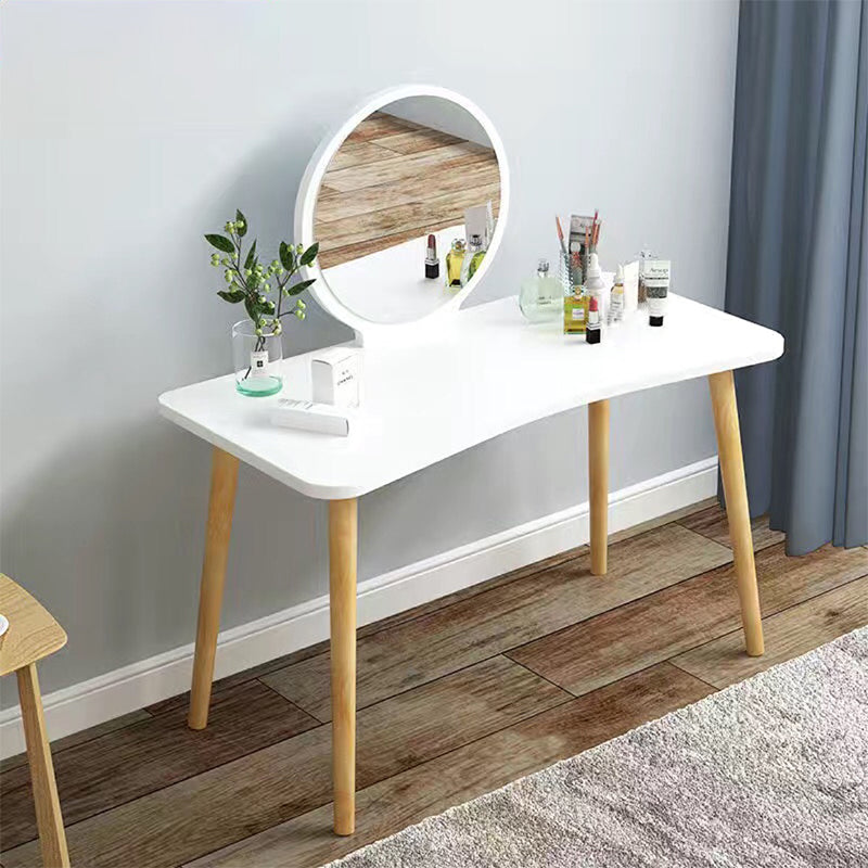 28.7" Height Wooden Makeup Vanity Desk Vanity in White /blue / Natural