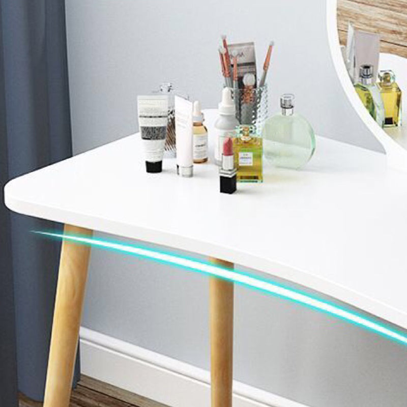 28.7" Height Wooden Makeup Vanity Desk Vanity in White /blue / Natural