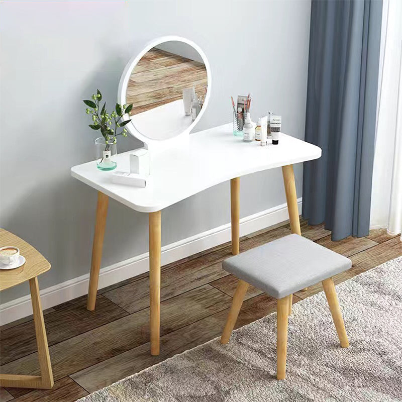 28.7" Height Wooden Makeup Vanity Desk Vanity in White /blue / Natural