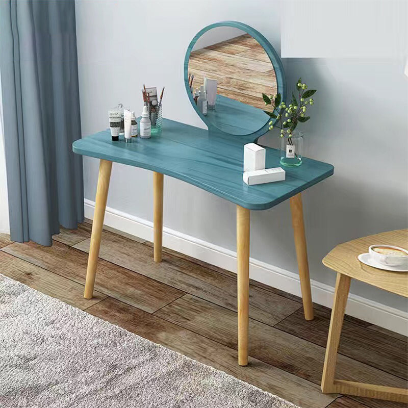 28.7" Height Wooden Makeup Vanity Desk Vanity in White /blue / Natural