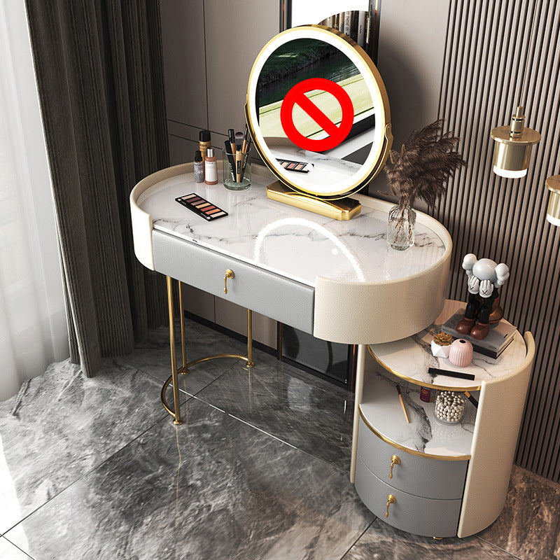 Glam Style White Dresser with Drawers and Stool Set for Bedroom