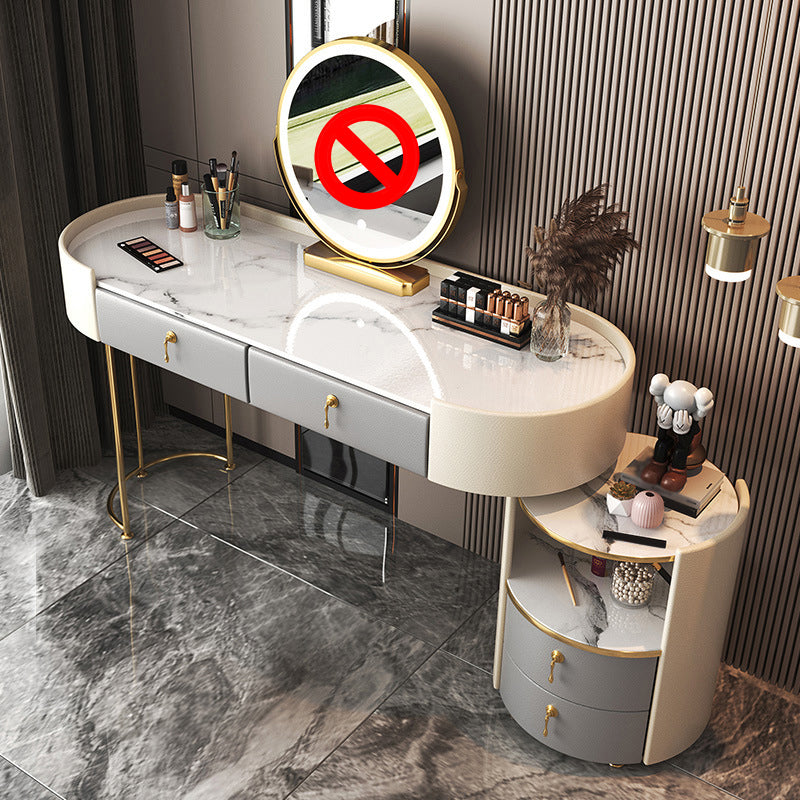 Glam Style White Dresser with Drawers and Stool Set for Bedroom