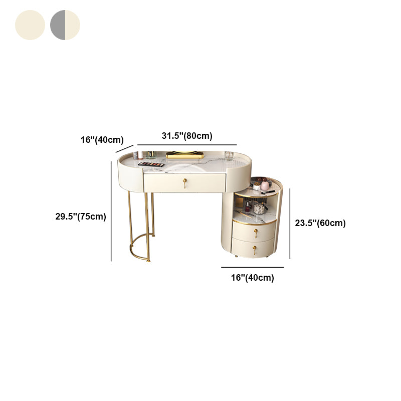 Glam Style White Dresser with Drawers and Stool Set for Bedroom