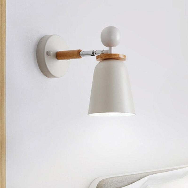 Baby Bedroom Bell Wall Light Metal Single Light Macaron Loft Undertint Sconce Lamp