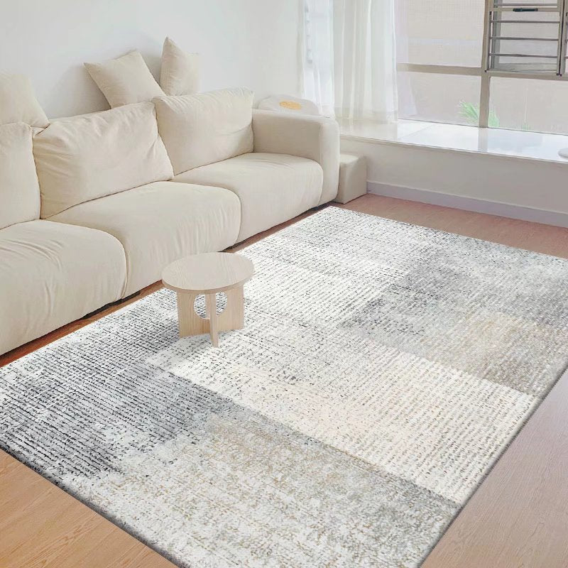 Gray Modern Rug Polyester Feather Indoor Rug Washable Rug for Living Room