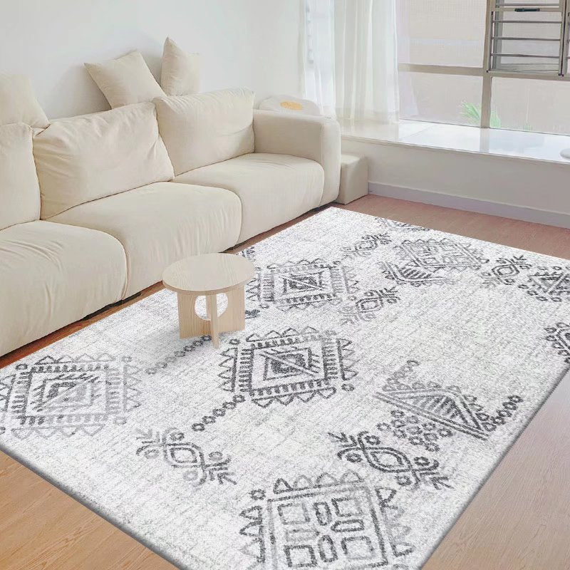 Gray Modern Rug Polyester Feather Indoor Rug Washable Rug for Living Room