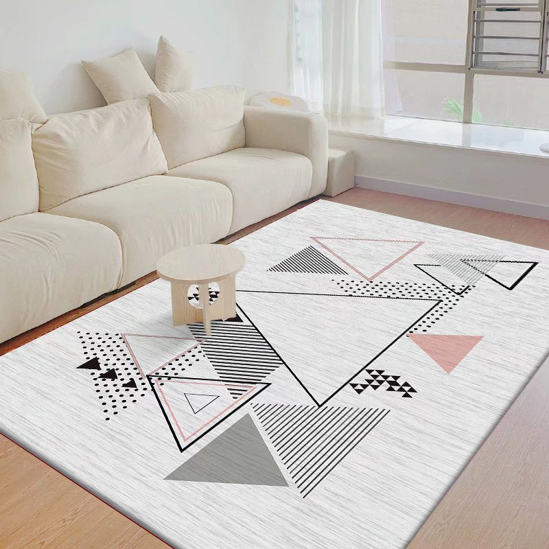 Gray Modern Rug Polyester Feather Indoor Rug Washable Rug for Living Room