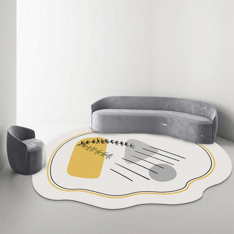 Yellow Simple Carpet Polyester Color Lump Carpet Washable Carpet for Living Room